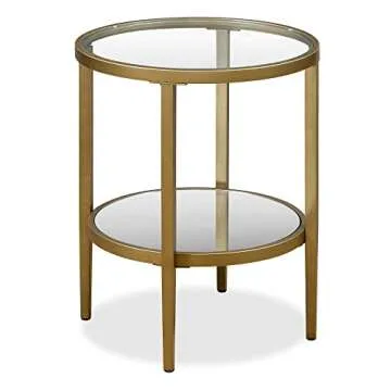Henn&Hart 20" Wide Round Side Table with Mirror Shelf