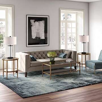 Henn&Hart 20" Wide Round Side Table with Mirror Shelf