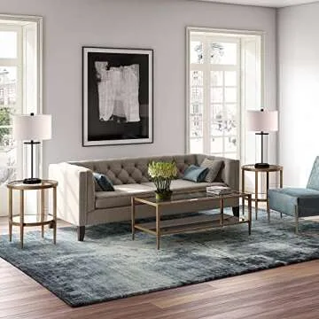 Henn&Hart 20" Wide Round Side Table with Mirror Shelf