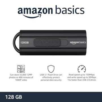Amazon Basics 128GB USB 3.1 Flash Drive - Fast Storage