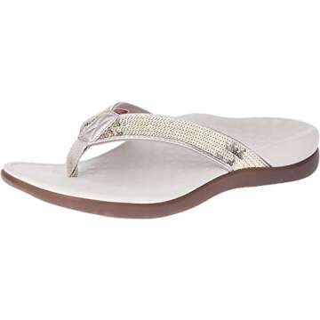 Vionic Womens Tide Sequins Gold Thong Sandal - 10 M