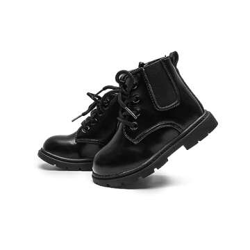 Mybozz Kids Boots Boys Girls Bright Color Lace up Ankle Boots Side Zipper Boots