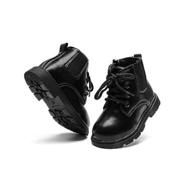 Mybozz Kids Boots Boys Girls Bright Color Lace up Ankle Boots Side Zipper Boots