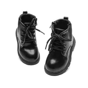 Mybozz Kids Boots Boys Girls Bright Color Lace up Ankle Boots Side Zipper Boots