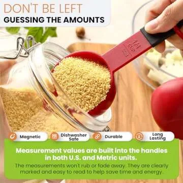 Spring Chef Red Magnetic Measuring Cups and Spoons Set of 9, Stackable Plastic Kitchen Gadget with Easy to Read Markings - Measure Dry or Liquid Ingredients for Baking & Cooking, BPA Free