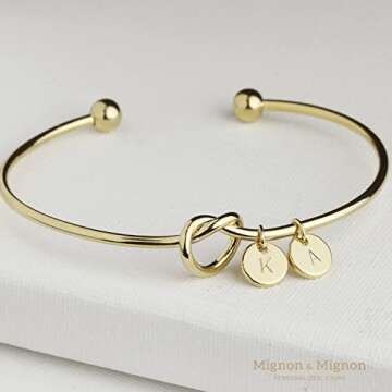 Personalized Knot Initial Cuff Bracelet, Custom Family Tree Bracelet, Bridesmaid, Wedding, Mother's ...