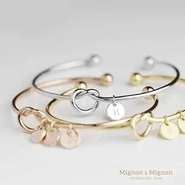 Personalized Knot Initial Cuff Bracelet, Custom Family Tree Bracelet, Bridesmaid, Wedding, Mother's Day Gifts for Her – KBR-TC