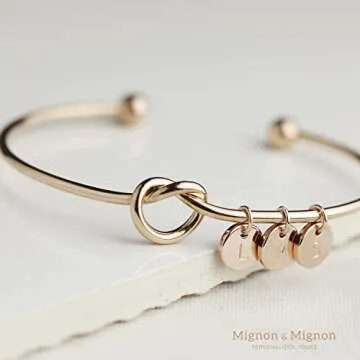 Personalized Knot Initial Cuff Bracelet, Custom Family Tree Bracelet, Bridesmaid, Wedding, Mother's Day Gifts for Her – KBR-TC