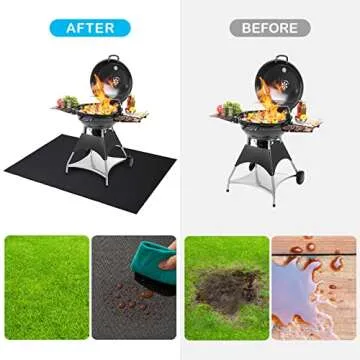 Cvtayn Under Grill Mat 48 ×30 Inch for Outdoor Charcoal, Flat Top, Smokers, Gas Grills.Oil-Proof and Water-Proof BBQ Cvtayn Fireproof Mat Protects Deck Grass, Indoor Fireplace Mat