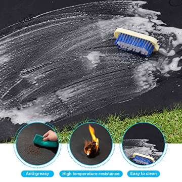 Cvtayn Under Grill Mat 48 ×30 Inch for Outdoor Charcoal, Flat Top, Smokers, Gas Grills.Oil-Proof and Water-Proof BBQ Cvtayn Fireproof Mat Protects Deck Grass, Indoor Fireplace Mat