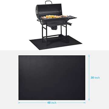 Cvtayn Under Grill Mat 48 ×30 Inch for Outdoor Charcoal, Flat Top, Smokers, Gas Grills.Oil-Proof and Water-Proof BBQ Cvtayn Fireproof Mat Protects Deck Grass, Indoor Fireplace Mat