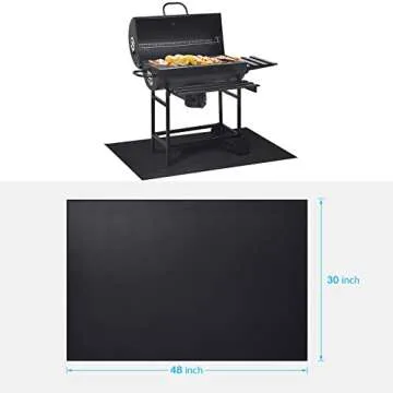 Cvtayn Under Grill Mat 48 ×30 Inch for Outdoor Charcoal, Flat Top, Smokers, Gas Grills.Oil-Proof and Water-Proof BBQ Cvtayn Fireproof Mat Protects Deck Grass, Indoor Fireplace Mat