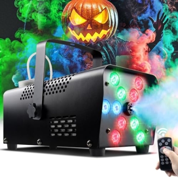 Fog Machine Smoke Halloween Party - 2024 Upgrade with 13 Color Lights