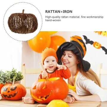Veemoon Rattan Pumpkin – Elegant Harvest Decor for All