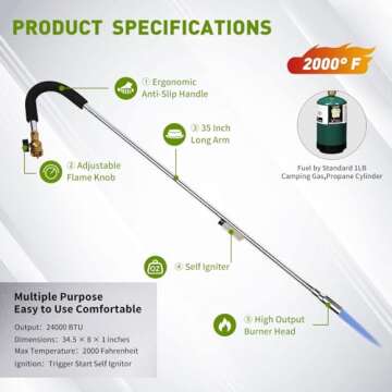 KOMAN Weed Torch for Effective and Eco-Friendly Weeding