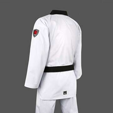 MOOTO Korea Taekwondo BS4.5 Basic Uniform White BK V-Neck MMA Martial Arts Karate Demonstration Team Gym School Academy (170 (Height : 170~179cm)(5.58~5.87ft))