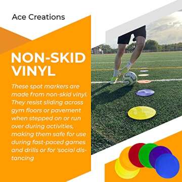 Ace Creations 9 Inch Poly Vinyl Spot Markers – Training Drills with School Gyms, Sports Teams, Track and Field, Basketball, Football, Soccer, Baseball, Gymnastics, Preschool, Kindergarten – Set of 6