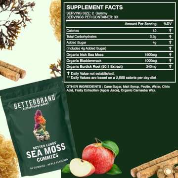BetterLungs Sea Moss Gummies - Organic Lung Support Gummies