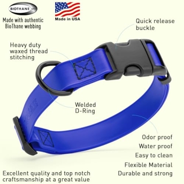 Durable Dogline Biothane Waterproof Dog Collar - Quick Release Buckle, Easy Care, Fits All Sizes - R...