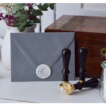 UNIQOOO Olive Wreath Wax Seal Stamp for Wedding, Great Decoration for Envelope, Post Card, Snail Mail, Invitations, Gift Wrapping, Letter Sealing - Gift Idea for Wedding Planner, Bride, Artistic Types