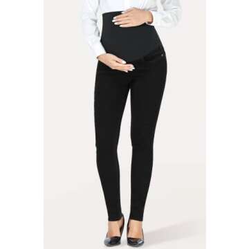 PACBREEZE Women's Maternity Jeans Over Belly Skinny Stretchy Denim Pants Comfy Slim Pregnancy Pants (Black, Large)