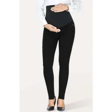 PACBREEZE Women's Maternity Jeans Over Belly Skinny Stretchy Denim Pants Comfy Slim Pregnancy Pants (Black, Large)
