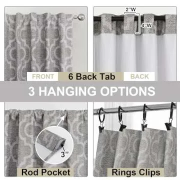 OVZME Gery Blackout Curtains - Complete Light Blocking Design
