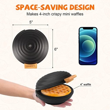 CROWNFUL 4 Inch Mini Waffle Maker - Compact and Stylish