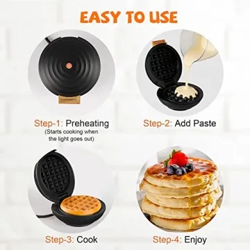 CROWNFUL 4 Inch Mini Waffle Maker - Compact and Stylish