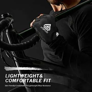 HTZPLOO Bike Gloves Cycling Gloves Biking Gloves for Men Women with Anti-Slip Shock-Absorbing Pad,Light Weight,Nice Fit,Half Finger Bicycle Gloves (Black,Large)