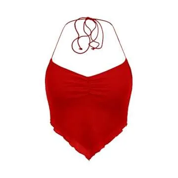 Floerns Women's Red Halter Neck Crop Cami Top - Stylish & Versatile
