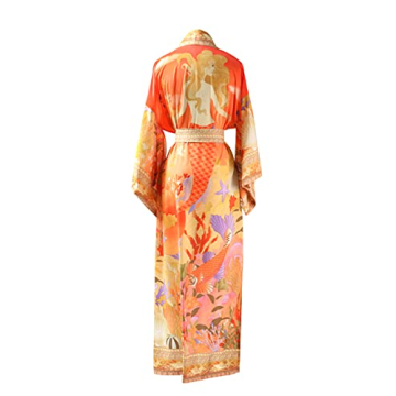 Silk Kimono Long Robe - Boho Beach Cover Up for Women