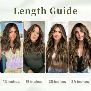 KooKaStyle Invisible Wire Hair Extensions with Transparent Headband Adjustable Size 4 Secure Clips Long Wavy Highlight Synthetic Hairpieces 20 Inch Balayage Chocolate Brown to Caramel Blonde for Women
