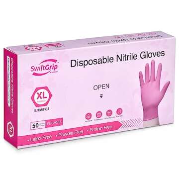 SwiftGrip Powder-Free Nitrile Gloves, Medium, 50ct Box - 3-mil, Disposable, Latex-Free, for Kitchen,...