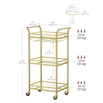 Elegant VASAGLE Bar Cart for Small Living Spaces