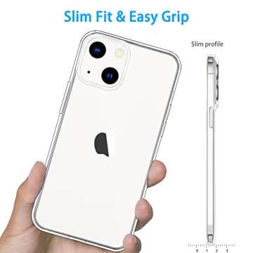 JJGoo for iPhone 13 Case Clear, Transparent Soft Shockproof Protective Slim Thin Phone Bumper Phone Cases for iPhone 13