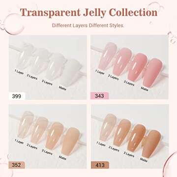 AZUREBEAUTY 12 Pcs Dip Powder Nail Kit, Summer Translucent Jelly Nude Milky White Pink Brown Sheer 4 Colors Dipping Powder Liquid Set with Base/Top Coat Activator for French Nail Art Manicure DIY Gift