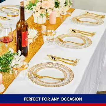210 Count Gold Plastic Dinnerware for Elegant Events