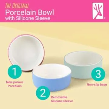 Elk and Friends Kids Porcelain Bowls with Silicone Sleeve | Kids/Toddler/Baby Feeding | Microwave & ...