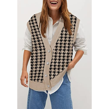 Viottiset Women's Houndstooth Sweater Vest - Stylish Comfort