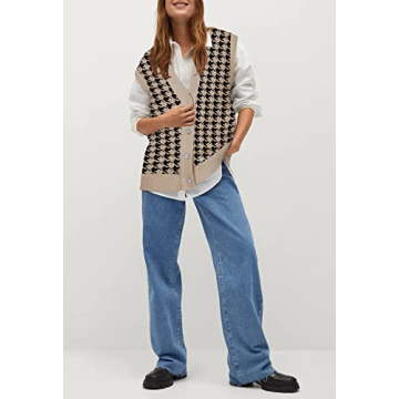 Viottiset Women's Houndstooth Sweater Vest - Stylish Comfort
