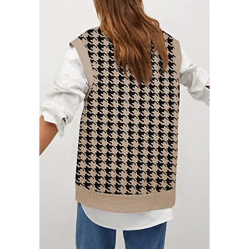 Viottiset Women's Houndstooth Sweater Vest - Stylish Comfort