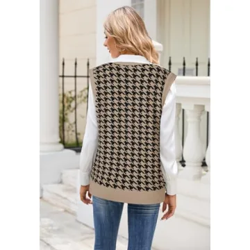 Viottiset Women's Houndstooth Sweater Vest - Stylish Comfort