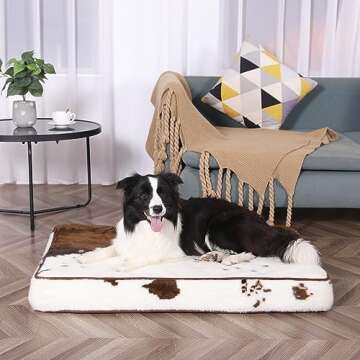 Bedfolks 4" Thick Orthopedic Dog Bed for Extra Large Dogs, Egg Crate Foam Dog Bed with Lining and Re...
