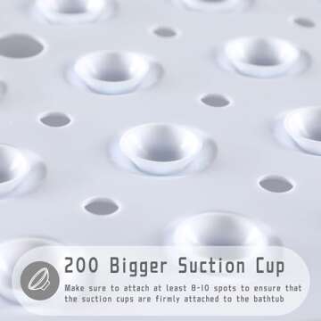 Yimobra Shower Mat Bathtub Mat Non Slip 40 x 16, Bath Mat for Tub Floor with Big Suction Cups and Drain Holes, Machine Washable Shower Mats for Inside Shower, Phthalate Latex Free, White