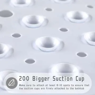 Yimobra Shower Mat Bathtub Mat Non Slip 40 x 16, Bath Mat for Tub Floor with Big Suction Cups and Drain Holes, Machine Washable Shower Mats for Inside Shower, Phthalate Latex Free, White