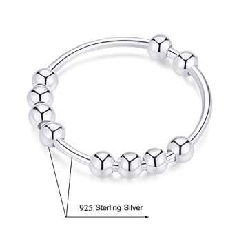 Jacruces 925 Sterling Silver Rings Anxiety Ring for Women Men Fidget Rings for Anxiety Women Gold Ri...