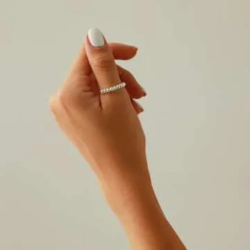 Jacruces 925 Sterling Silver Rings Anxiety Ring for Women Men Fidget Rings for Anxiety Women Gold Ring Anxiety Ring with Beads Spinner Ring for Anxiety Spinning Ring Fidget Jewelry thumb rings size 10