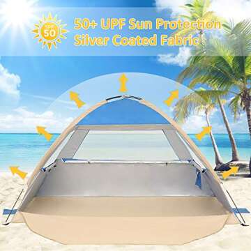 Gorich Beach Tent: Spacious, Portable, and UV-Protected Sun Shelter for 3-4 People