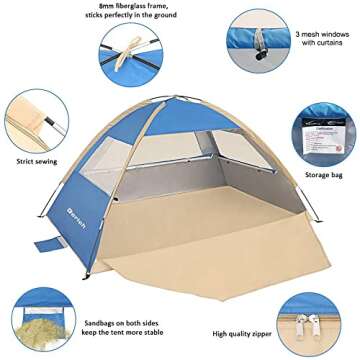 Gorich Beach Tent for 3 Persons - Portable UV Protection